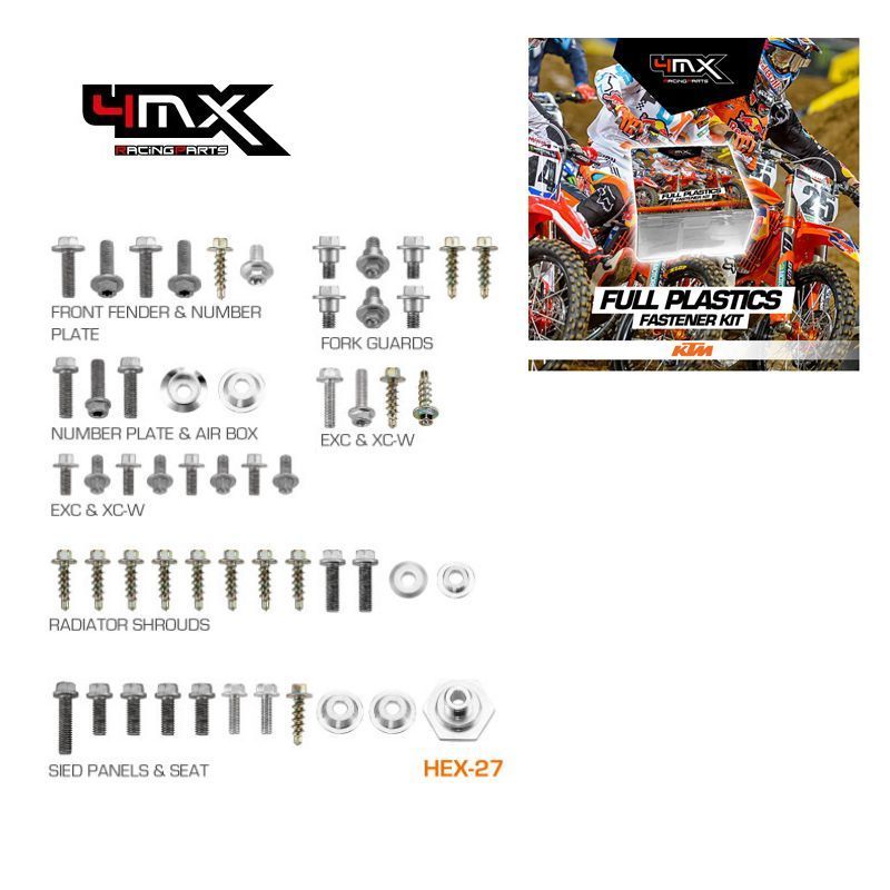 Full Plastic Fastener Kit 4MX KTM SX/SXF 125-450 11-15 EXC/EXC-F 125-530 12-16 54pcs