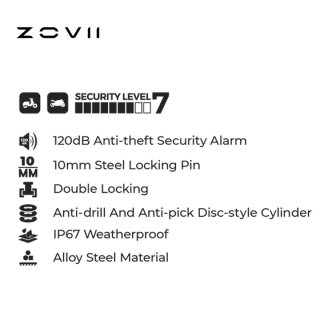 Cadeado de Disco c/ Alarme Zovii Laranja Fluo