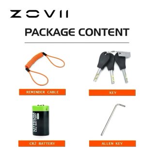 Cadeado de Disco c/ Alarme Zovii Laranja Fluo